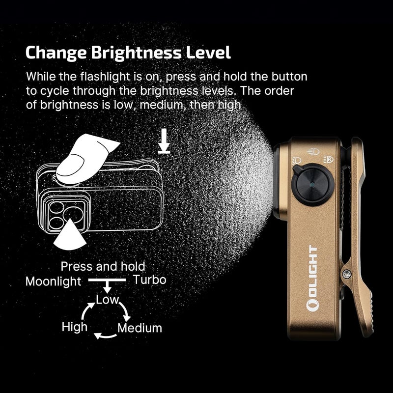 OLIGHT Oclip Pro EDC Flashlight Clip-on Light, Rechargeable 500 Lumens with Three Lighting Solutions Type-C Charging, Magnetic Flash Lights for Outdoor or Indoor Use(Ancient Script) - Image 4